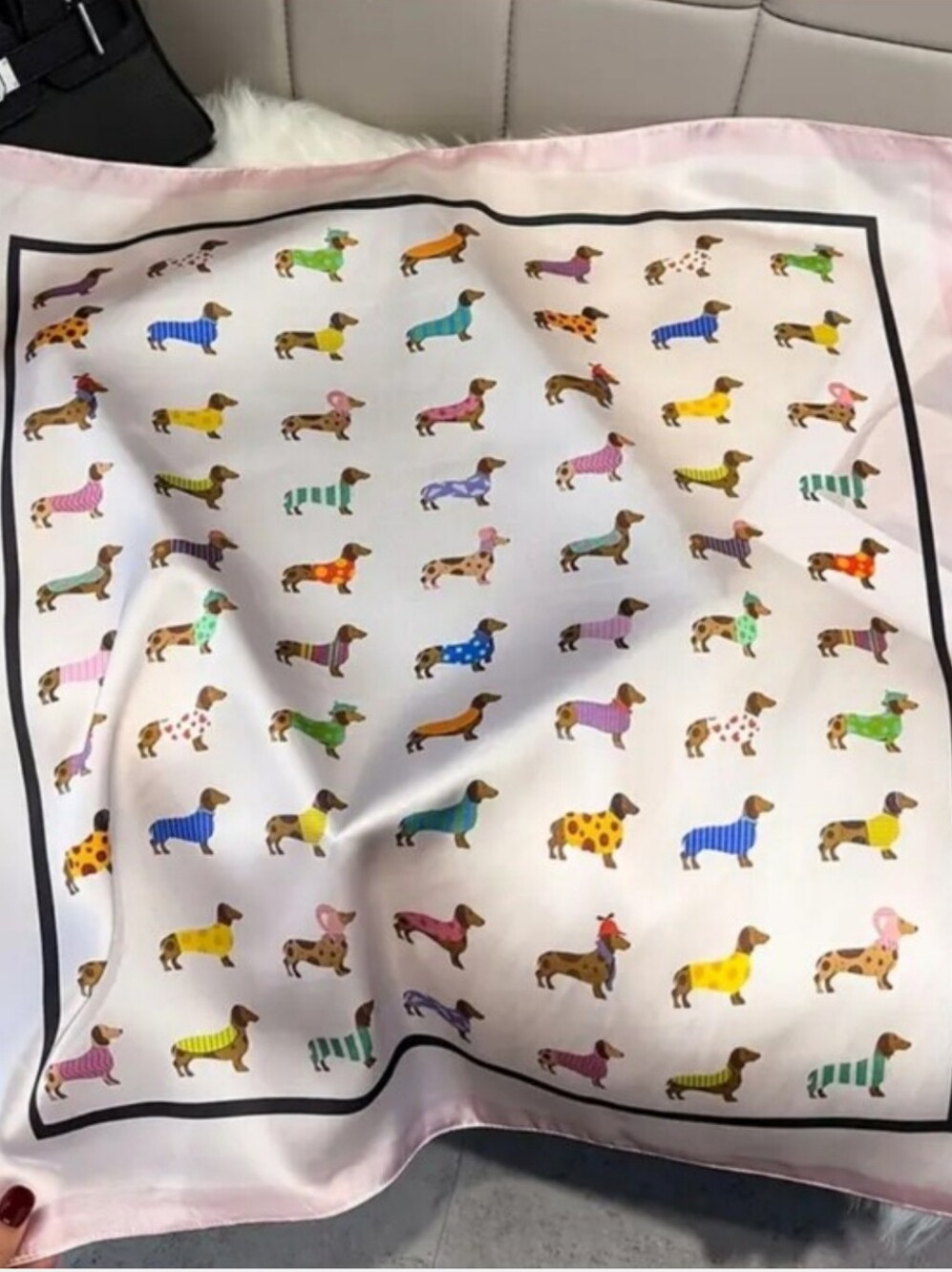 Silk-feel Dachshund Print Pet Bandana Scarf -  Multicolor Dogs Head& Neck Scarf